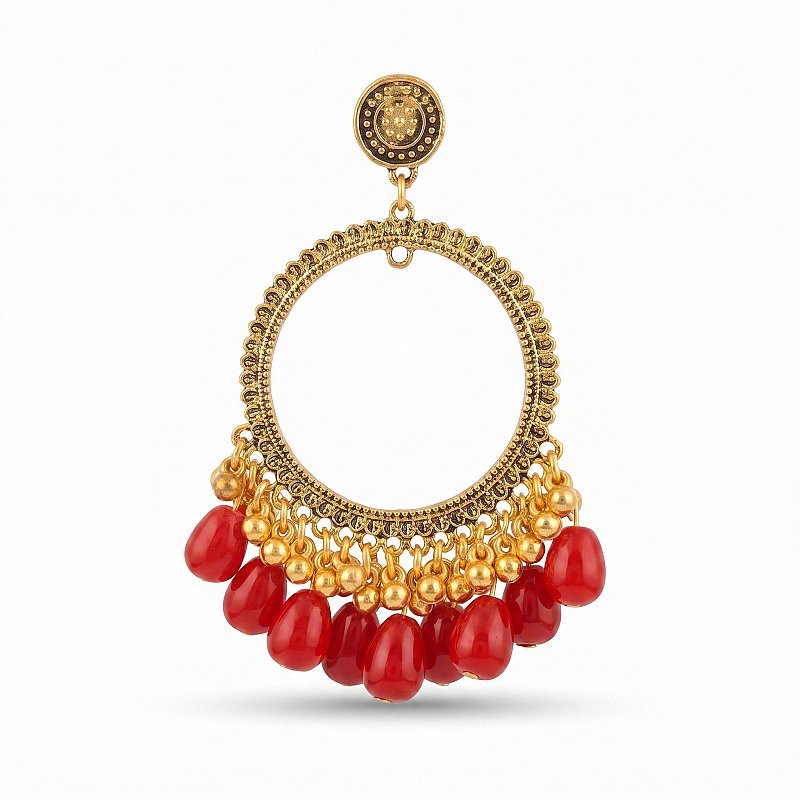 Round Shape with Beads & Stones (1 pair)