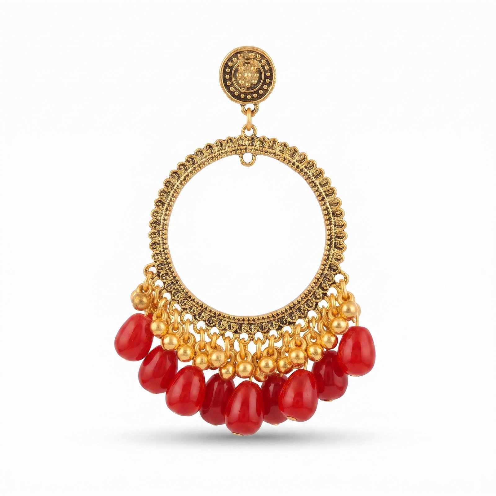 Round Shape with Beads & Stones (1 pair)