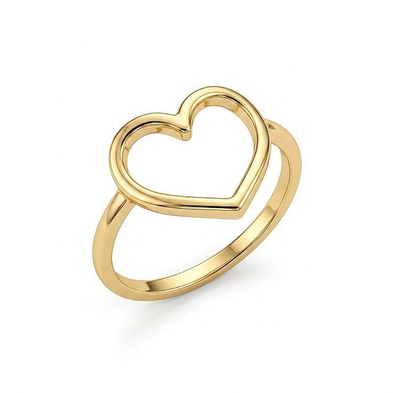 Heart Golden Hollow Ring (1 piece)